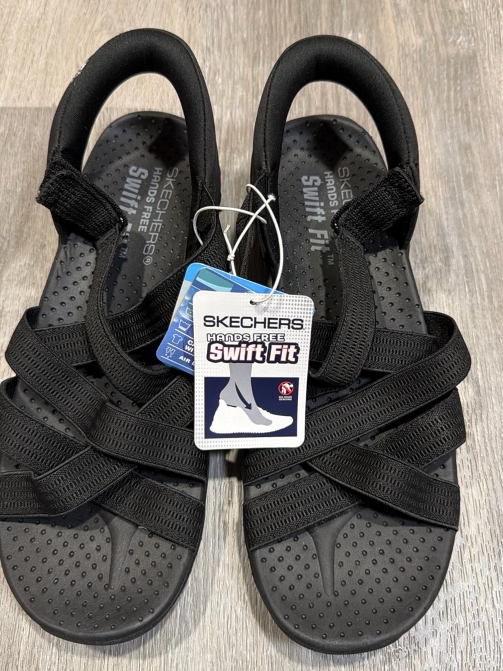 Skechers Swift Fit Women's Black Slip-On Sport Sandals